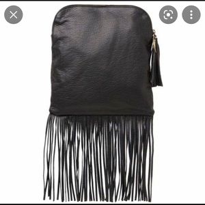 Faux Leather Black Fringe Volcom Janis Clutch